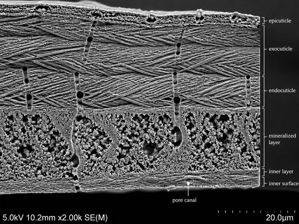 SEM micrograph of Raw shell cross section